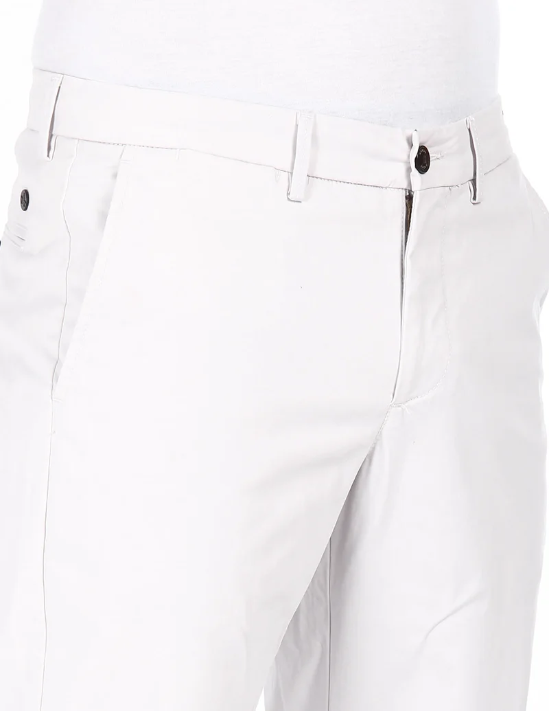 Arrow Light Grey Mid Rise Solid Trousers for Men | Best Price UAE
