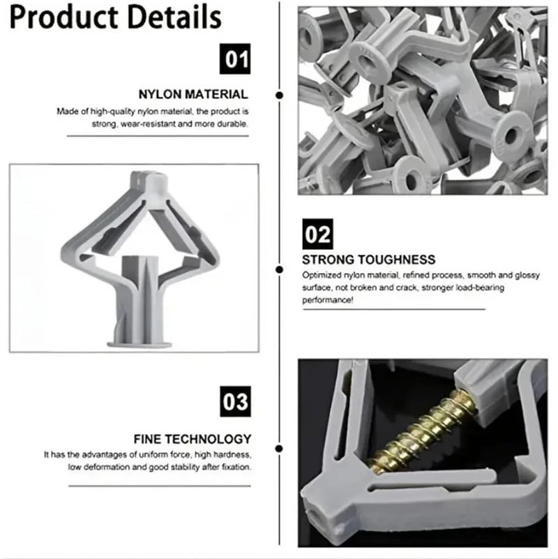 Hollow Wall Anchors Drywall Anchor Expansion Screw for Plasterboard Wall Plug with Self Tapping Screws Kit(200PCS) - Image 4