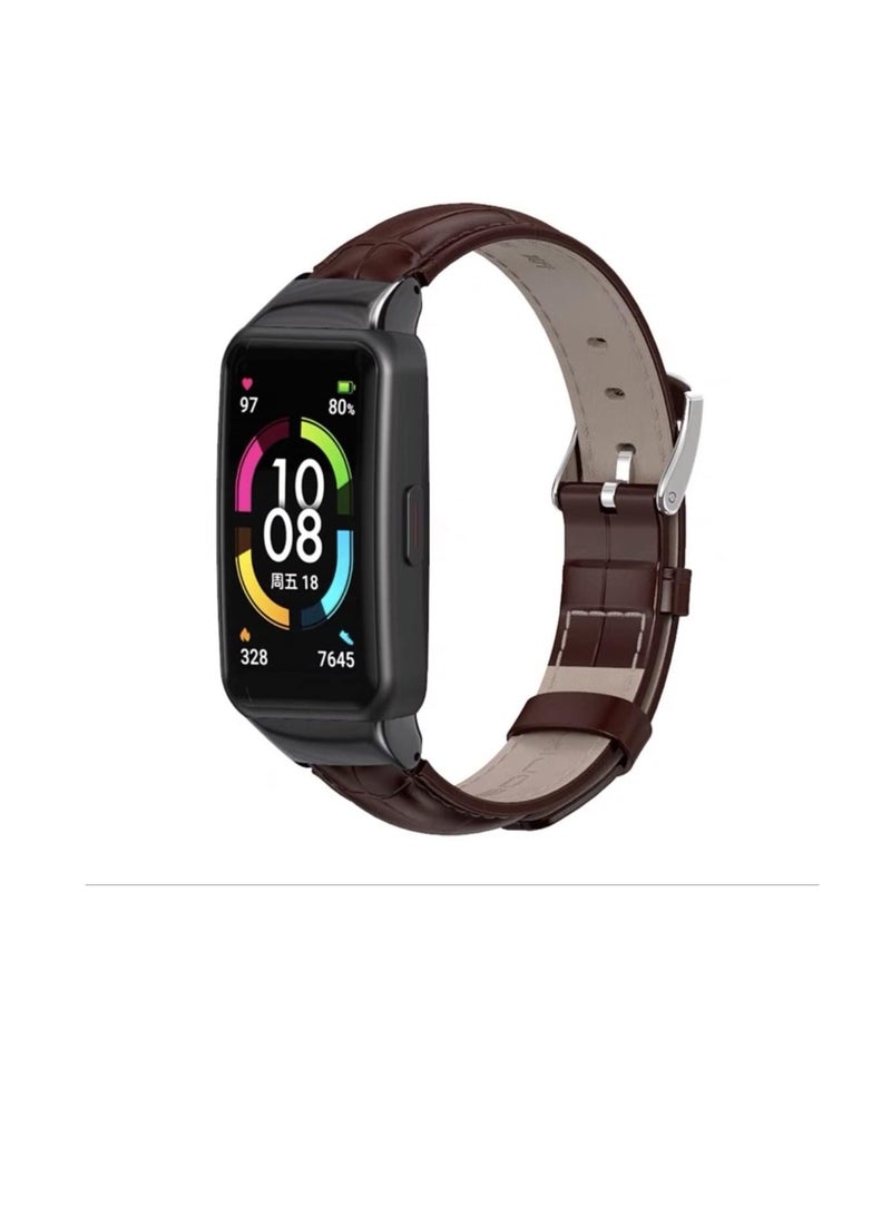 Huawei Band 4 & Honor Band 5 Head Layer Leather Strap - Bamboo Coffee