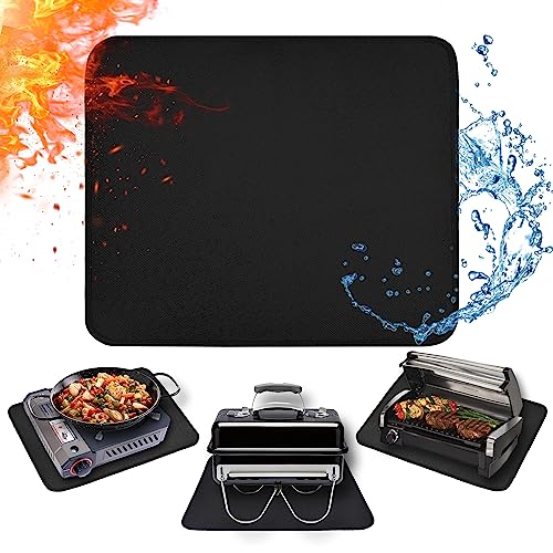 Amerbro 15 x 18 in Fireproof Grill Mats for Outdoor Tabletop Grill to Protect Your Grill Table - Heat Resistant Grill Table Mat - Waterproof & Oilproof BBQ Mat - Black (1mm) - Image 1
