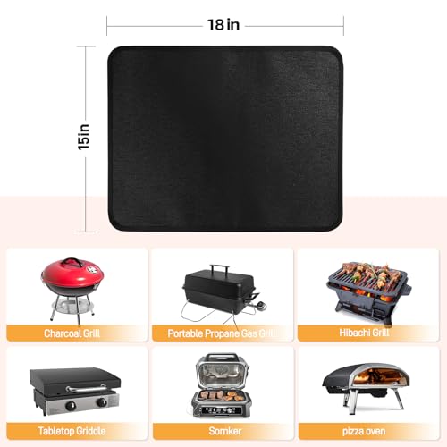 Amerbro 15 x 18 in Fireproof Grill Mats for Outdoor Tabletop Grill to Protect Your Grill Table - Heat Resistant Grill Table Mat - Waterproof & Oilproof BBQ Mat - Black (1mm) - Image 5