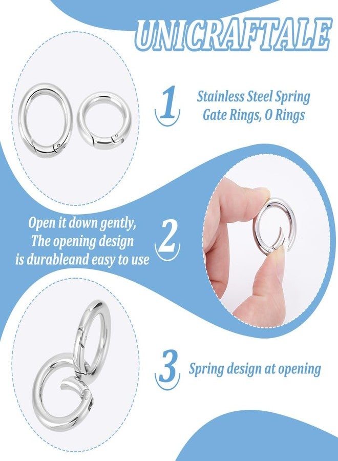 UNICRAFTALE UNICRAFTAL 4pcs 24mm Spring Gate Rings Stainless Steel Spring Ring Clasps Closed Ring Clasps O Rings Clasp Connector Findings for DIY Jewelry Making, Stainless Steel Color, Inner Dia 16mm - Image 4
