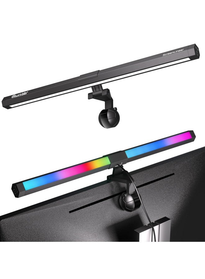 Quntis MC201 Monitor Light RGB Backlight, Eye-Care Dual Light Computer Light Gaming Desk Lamp, 15 Modes Dimmable 3 Color Temperature Adjustable Brightness, Ra95 Screen Light Bar-Aluminium, Led, Black - Image 1