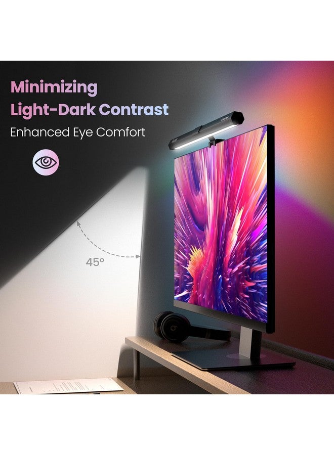 Quntis MC201 Monitor Light RGB Backlight, Eye-Care Dual Light Computer Light Gaming Desk Lamp, 15 Modes Dimmable 3 Color Temperature Adjustable Brightness, Ra95 Screen Light Bar-Aluminium, Led, Black - Image 4