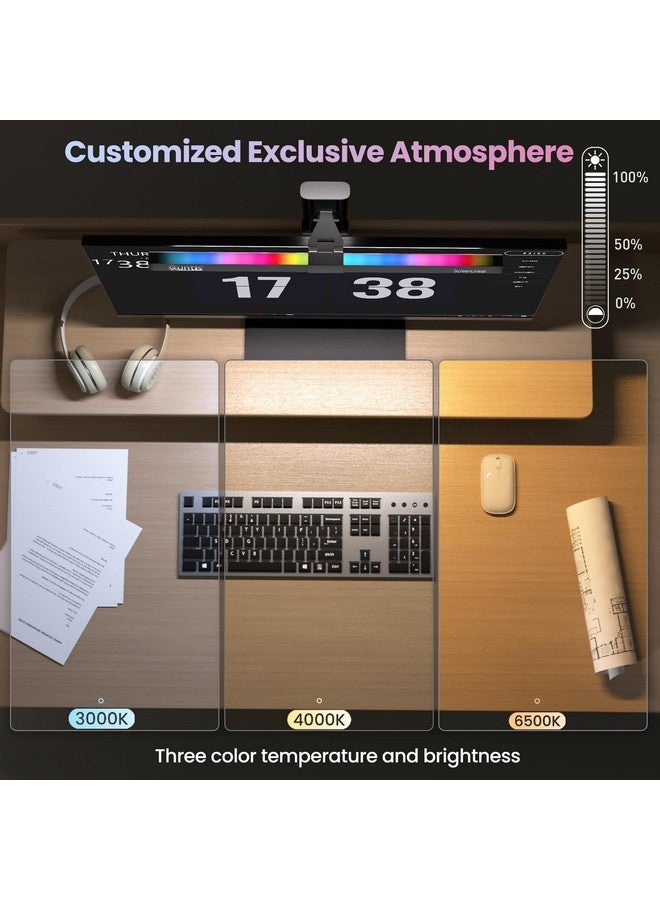 Quntis MC201 Monitor Light RGB Backlight, Eye-Care Dual Light Computer Light Gaming Desk Lamp, 15 Modes Dimmable 3 Color Temperature Adjustable Brightness, Ra95 Screen Light Bar-Aluminium, Led, Black - Image 5