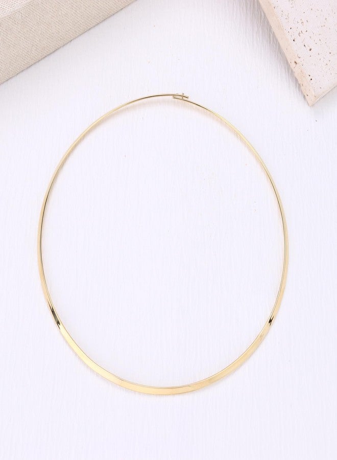 Sanfenly Choker Collar for Women 14K Gold Plated Stainless Steel Metal Collar Choker Necklace Statement Bangle Necklace for Women - Image 2