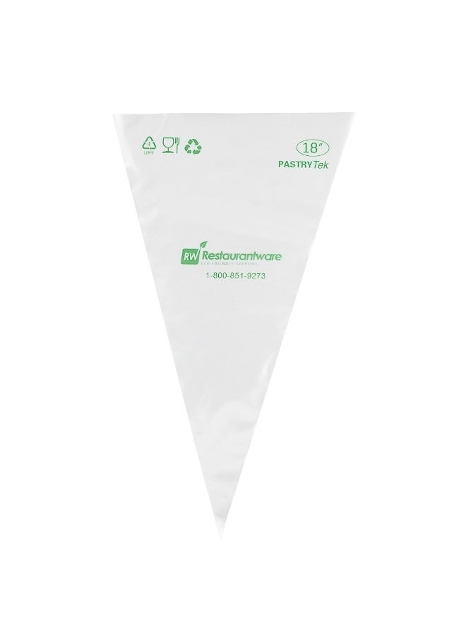 Restaurantware أكياس تزيين المعجنات بقطر 18 بوصة، 100 كيس لتزيين المعجنات - قابلة للاستخدام مرة واحدة، من الدرجة الغذائية، أكياس بلاستيكية شفافة لتزيين، غير قابلة للانزلاق، لتزيين الكب كيك، الكعك، والفطائر - Image 1