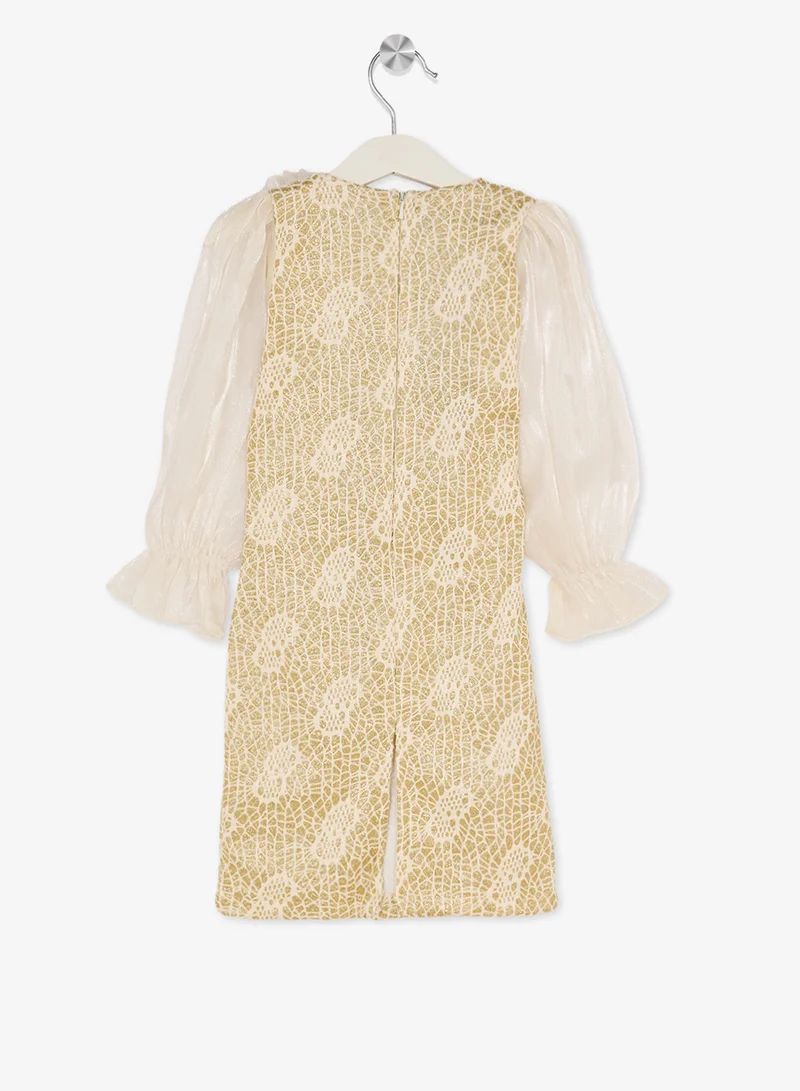 ليتل جولدن ابل فستان قصير مزين بالدانتيل