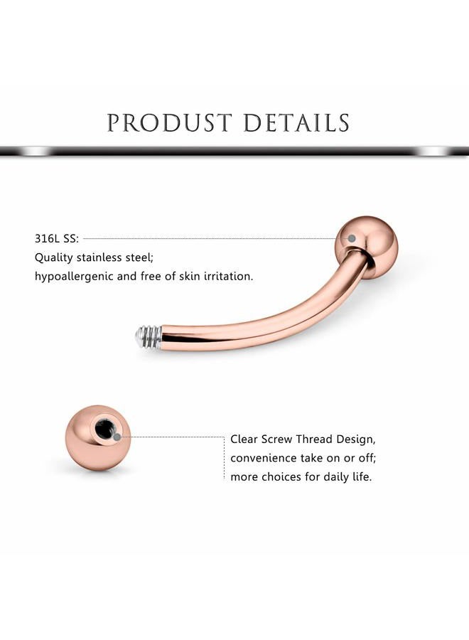 Hoeudjo 48PCS 16G Surgical Steel Snake Eyes Tongue Ring Curved Barbell rings Rings Eyebrow Rings Rook Piercing Jewelry Daith Earrings for Women Men, Metal - Image 2