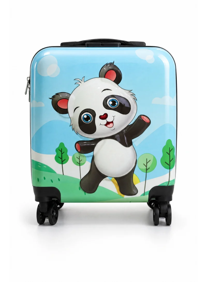 ترو كير Trucare 18" Kids Hard Shell Trolley Luggage – Cute Panda Design | ABS + PC Embossed Print Suitcase with 360° Spinner Wheels