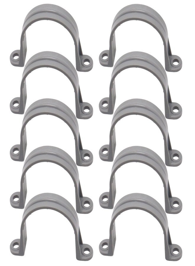 BENLIUDH 2 Inch PVC Pipe Strap, 2-Holes Conduit Pipe Clamps Plastic Pipe Supports (Grey, 10 Pcs) - Image 1