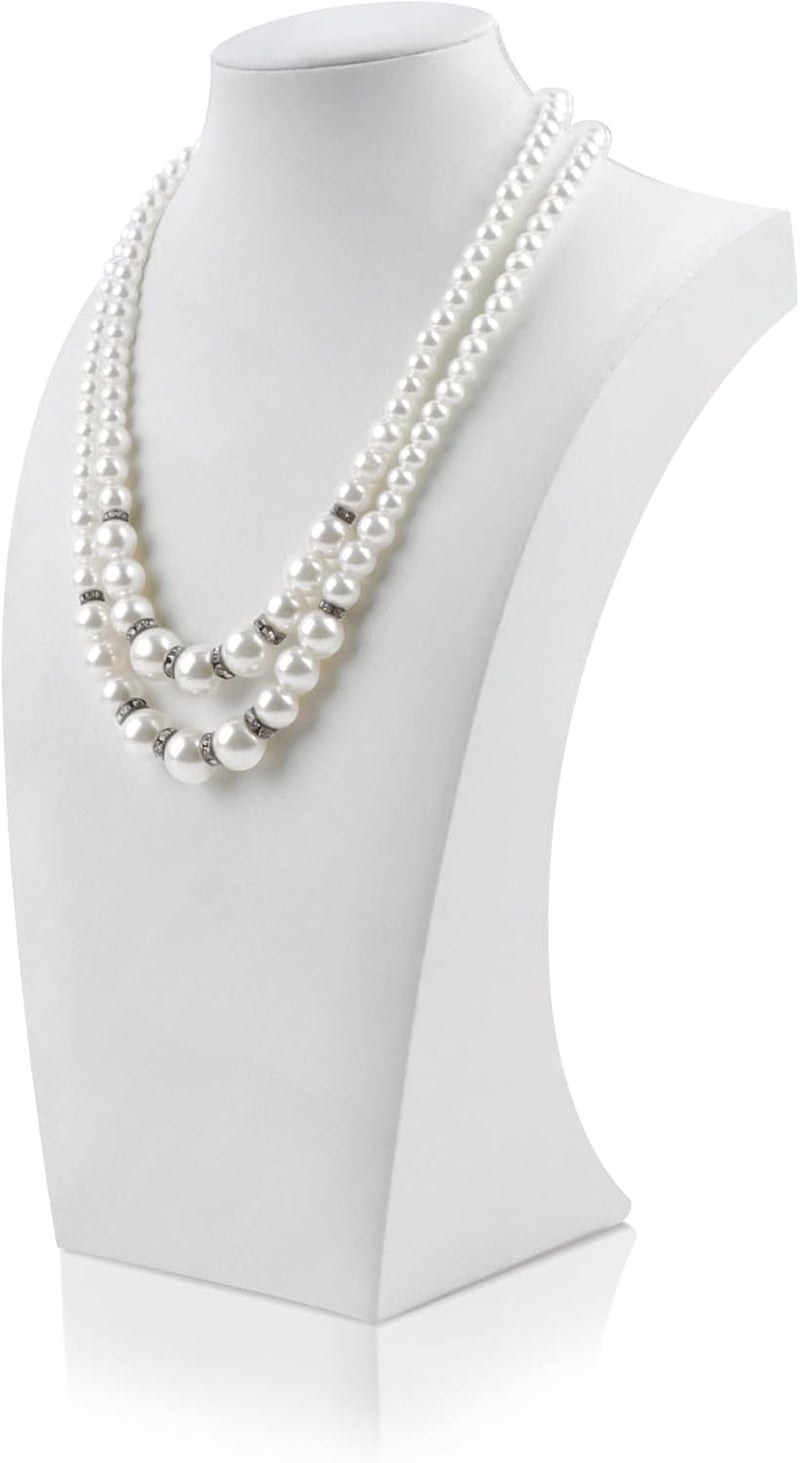 Homeanda Necklace Display Bust - PU Leather Jewelry Bust Stand for Photography, Boutique Display, and Home Organisation(White-9.8"x5.7") - Image 1