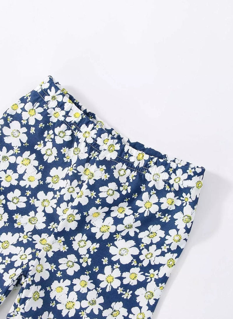 Toddler Girls 2pcs Floral Print Biker Shorts - Image 4