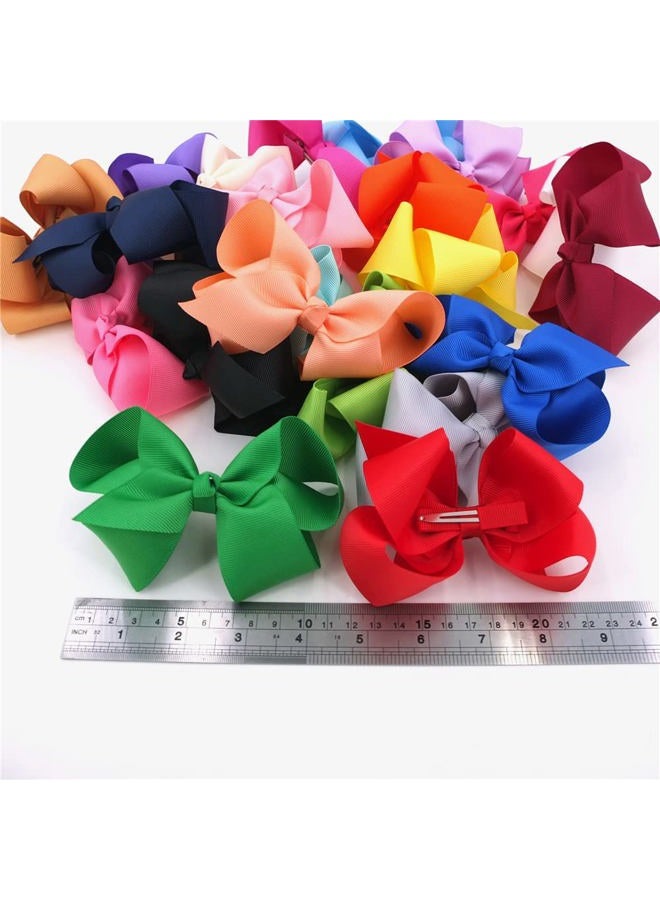 Sugarmelon 24Colors Boutique Hair Bow Clips for Little Girls - Grosgrain Ribbon Alligator Hair Clip Toddler Baby Girl School Jojo Bow Hair Accessories (24 pcs/4 Inch) - Image 5