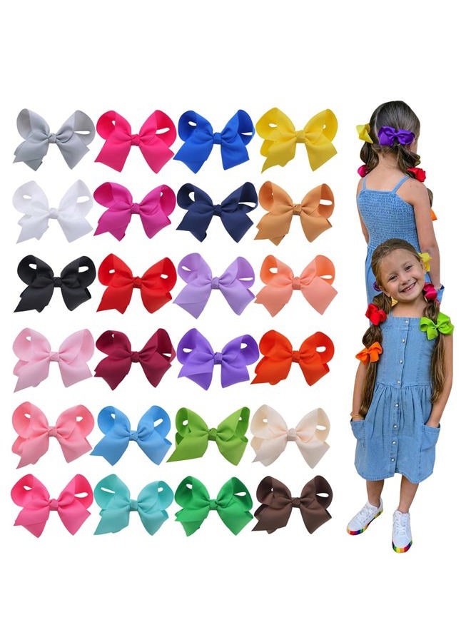 Sugarmelon 24Colors Boutique Hair Bow Clips for Little Girls - Grosgrain Ribbon Alligator Hair Clip Toddler Baby Girl School Jojo Bow Hair Accessories (24 pcs/4 Inch) - Image 1