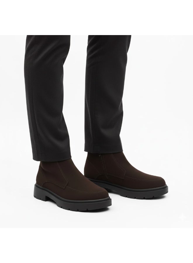 Men's half-boot with a distinctive zipper, made of elegant natural suede leather and a slip-resistant Turkish rubber sole. - Image 1