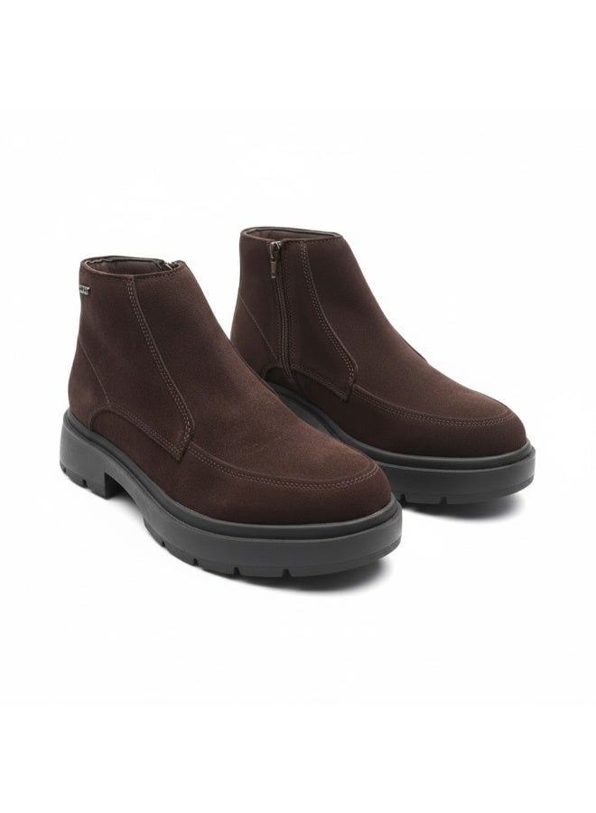 Men's half-boot with a distinctive zipper, made of elegant natural suede leather and a slip-resistant Turkish rubber sole. - Image 2