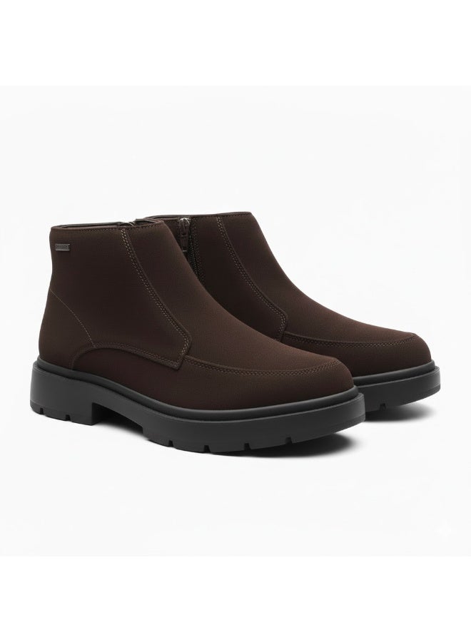 Men's half-boot with a distinctive zipper, made of elegant natural suede leather and a slip-resistant Turkish rubber sole. - Image 4