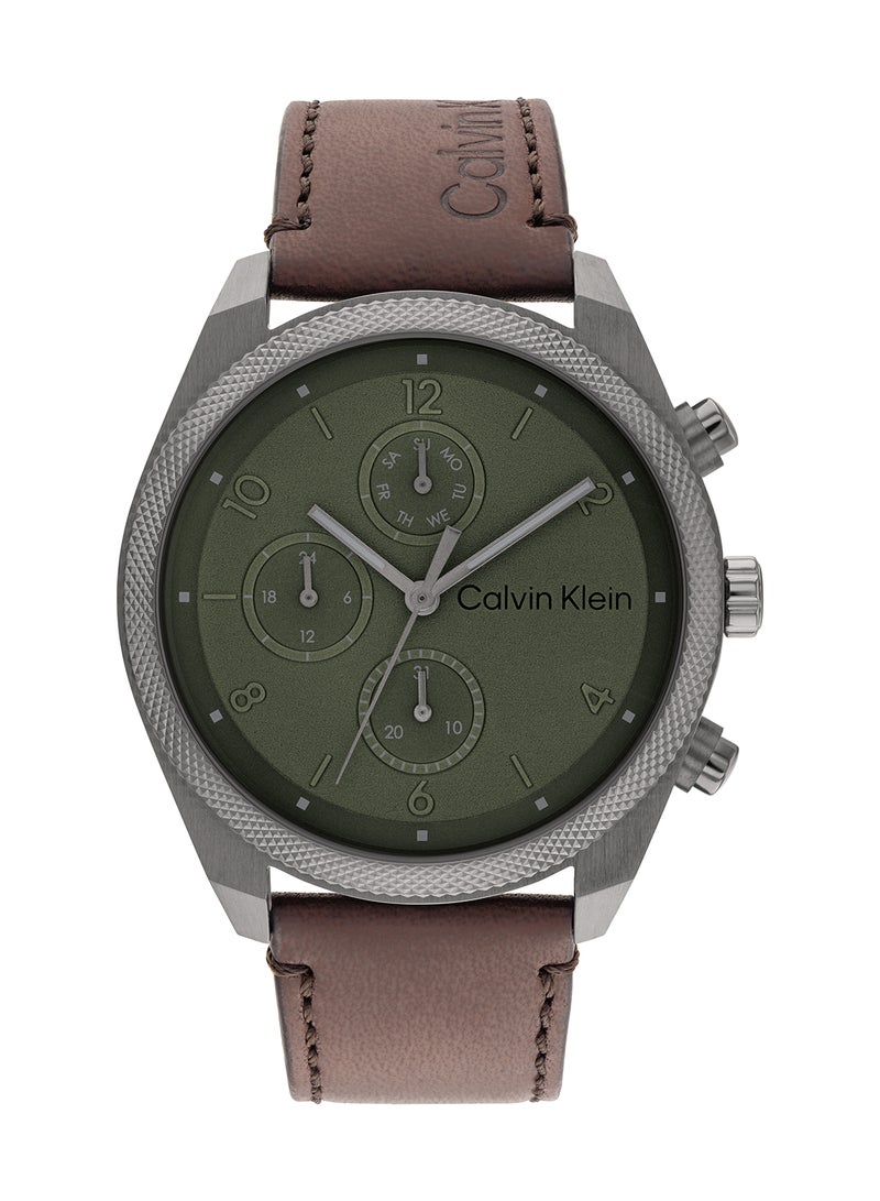 CALVIN KLEIN ساعة يد جلدية دائرية الشكل بعقارب للرجال 25200363 - 44 ملم - Image 2