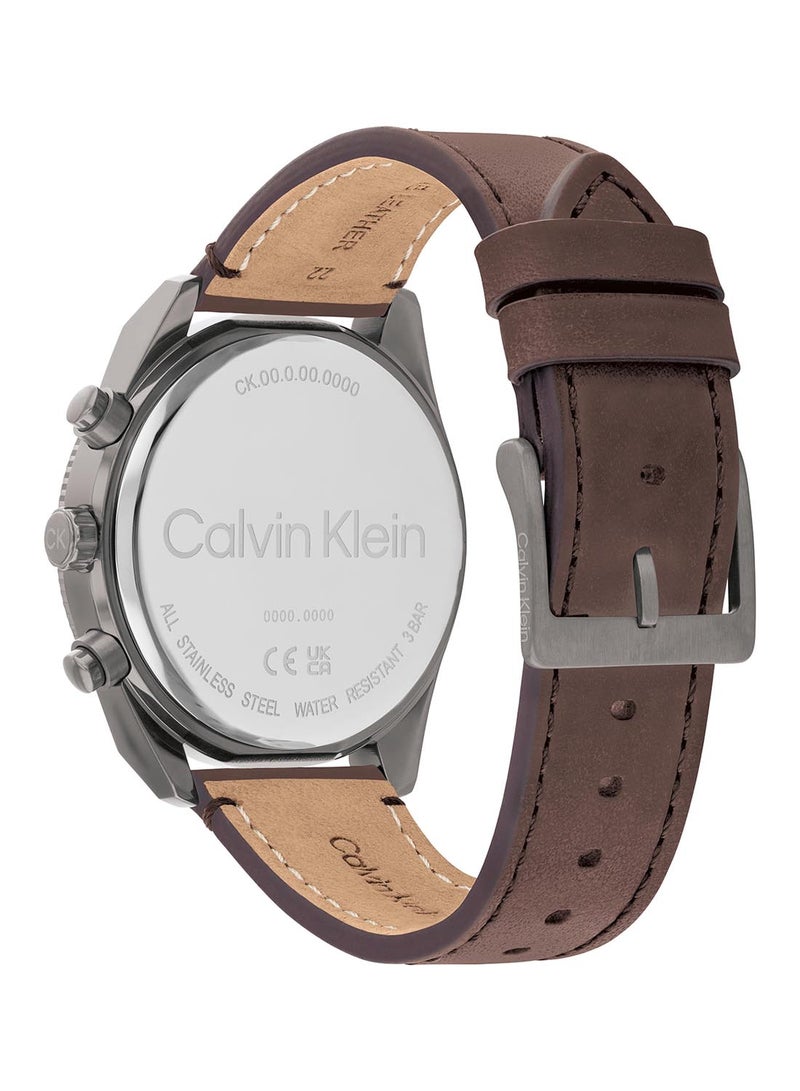CALVIN KLEIN ساعة يد جلدية دائرية الشكل بعقارب للرجال 25200363 - 44 ملم - Image 3
