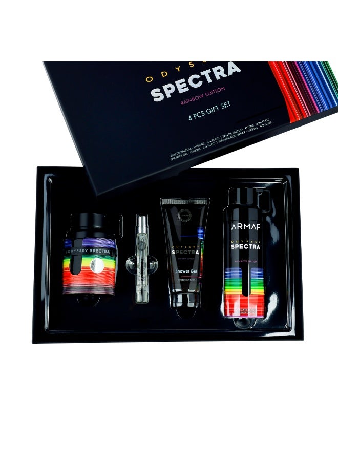 Armaf Perfume Odyssey Spectra Rainbow Edition 4 Pieces Gift Set For Men, Eau De Parfum 100ml + Eau De Parfum 10ml + Shower Gel 100ml + Body Spray 200ml, Long Lasting Fragrance With Floral Amber & Vanilla Scent - Image 1