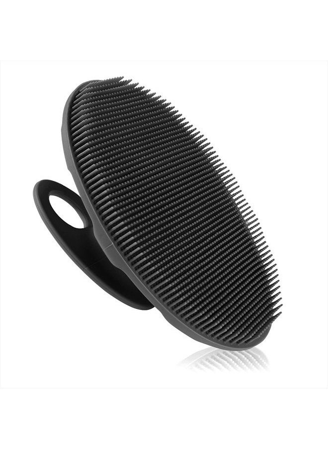 Soft Silicone Body Scrubber Handheld Shower Cleansing Brush, Gentle Exfoliating and Massage for all Kinds of Skin (Black)