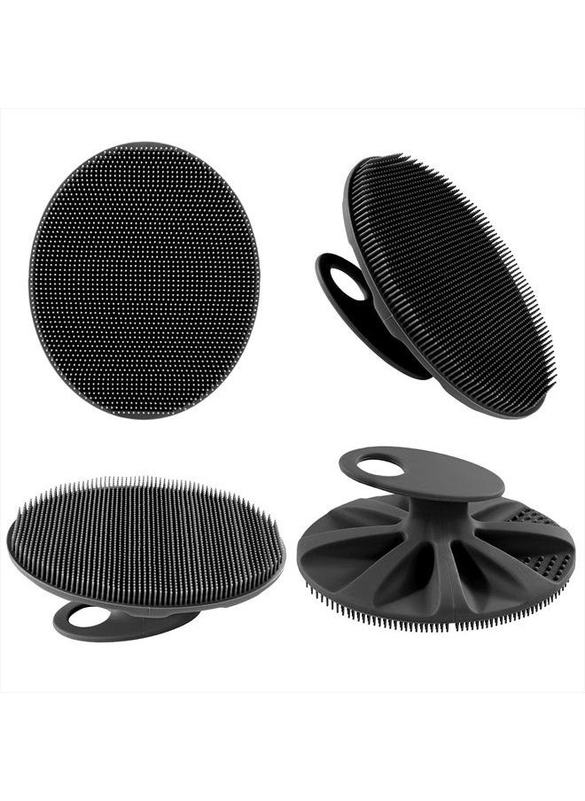 Soft Silicone Body Scrubber Handheld Shower Cleansing Brush, Gentle Exfoliating and Massage for all Kinds of Skin (Black)
