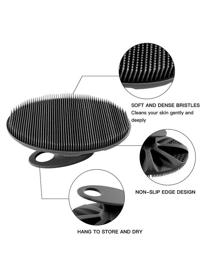 Soft Silicone Body Scrubber Handheld Shower Cleansing Brush, Gentle Exfoliating and Massage for all Kinds of Skin (Black)