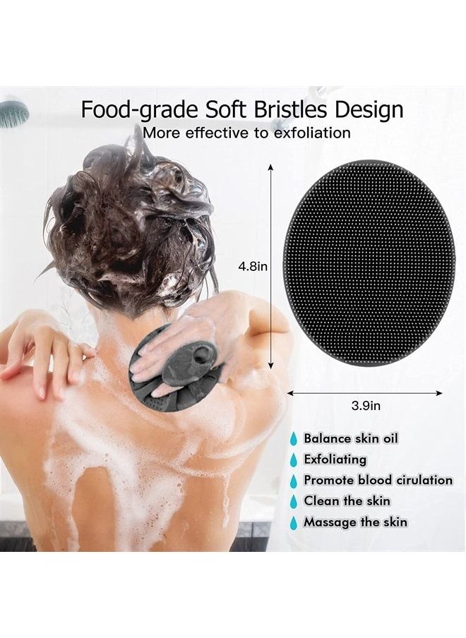 Soft Silicone Body Scrubber Handheld Shower Cleansing Brush, Gentle Exfoliating and Massage for all Kinds of Skin (Black)