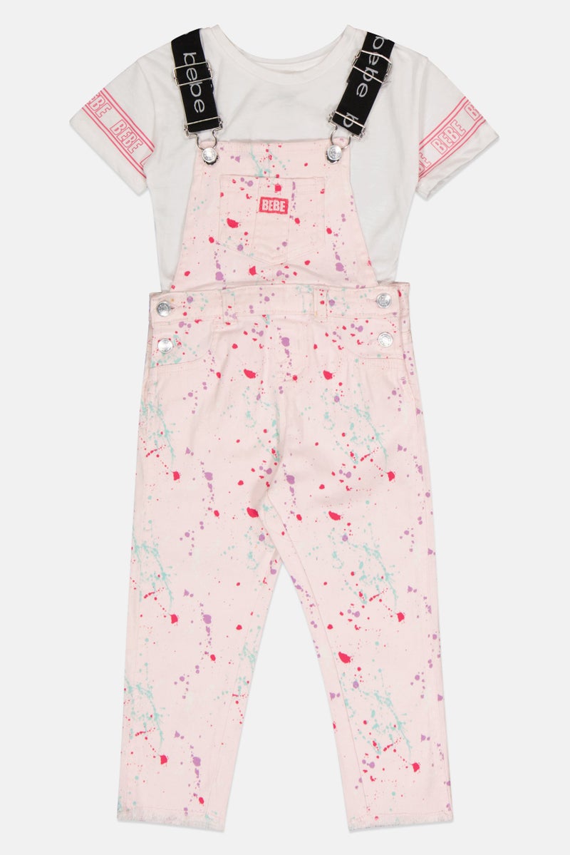 bebe Toddlers Girl 2 Pcs Short Sleeve Tie-Dye T-Shirt And Jumpsuit Set, Multicolor - Image 4