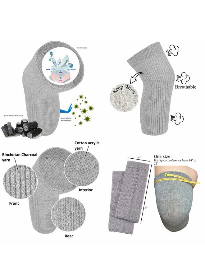 Senior Icare Knee Warmers, Elastic Cotton Sleeves - For Women, Men, Circulation Improvement And Joint Pain Relief Arthritis Knees, Knitted Binchotan Charcoal Yarn, One Pair, Made In Japan - Image 4