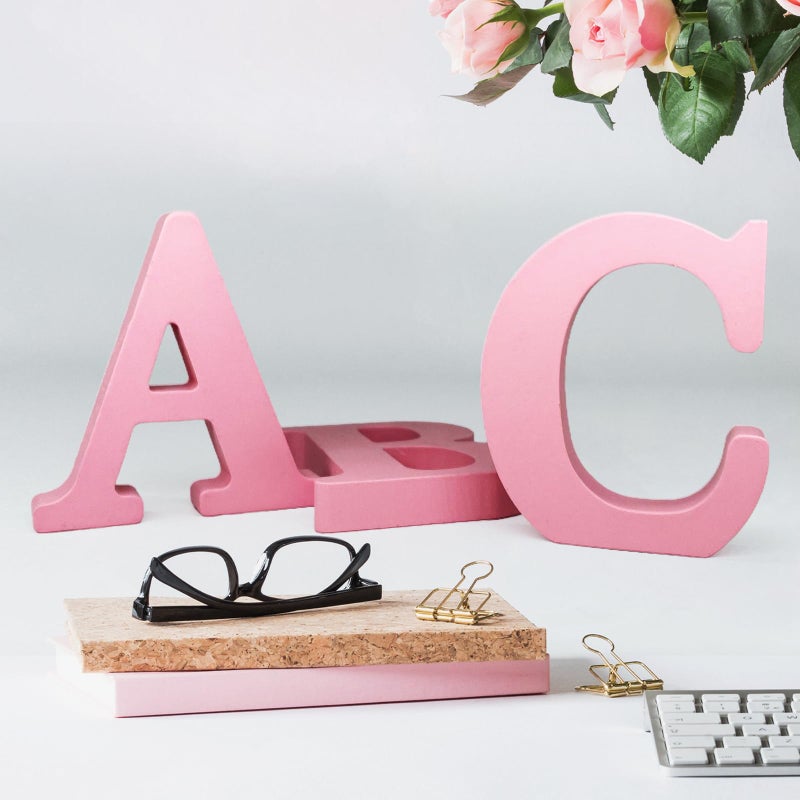 AOCEAN 6 Inch Pink Wood Letters Unfinished Wooden Letters for Wall MAGA Decorative Standing Letters Slices Sign Board for Crafts Christmas Decoration Home Party Projects (S) - Image 5