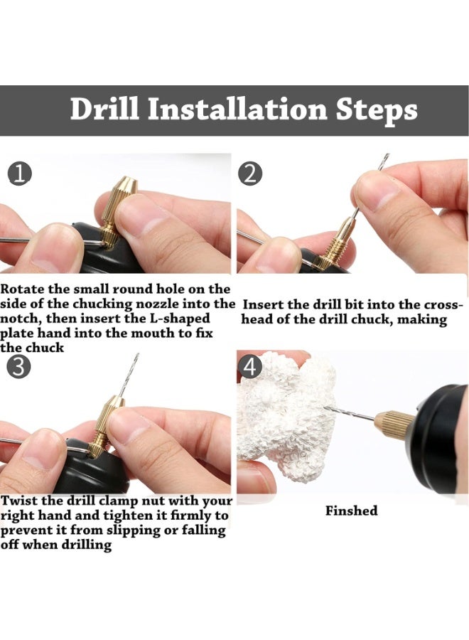 Kiboule Mini Small Electric Drill Set Portable Handheld Micro USB Drill with 10pcs Drills Bits 100pcs Screw Eye Pin for Jewelry DIY Aluminum Products Wood Key Chain Making Resin Casting Molds Black - Image 2