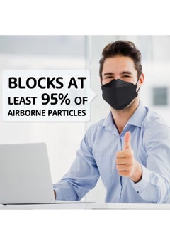 MUSK N95 Mask Particulate Respirators, 5 Layer, Pack of 10, Individually Wrapped, Universal Fit, Black  - Image 2