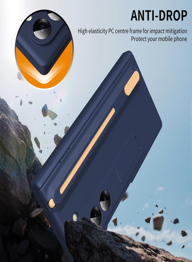 NINKI for Samsung Galaxy Z Fold 6 Case with S Pen Holder and Stylus,Invisible Kickstand Screen Protector Hinge Hard Drop-Proof Stand Phone Cover for Samsung Z fold 6 Case with S Pen Slot - Royal Blue - Image 5