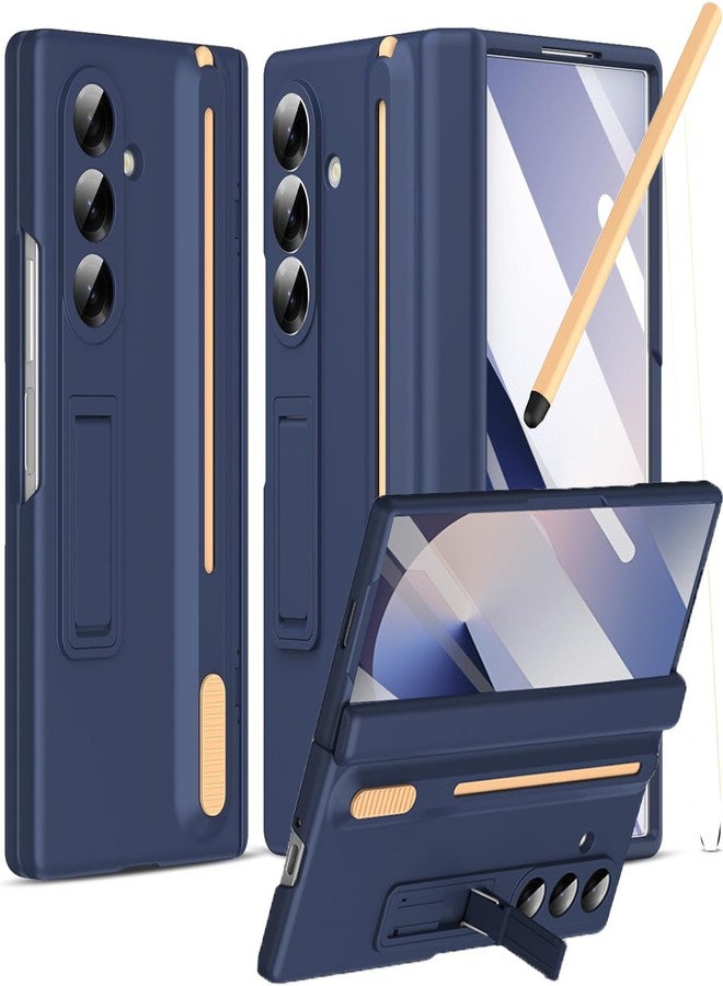 NINKI for Samsung Galaxy Z Fold 6 Case with S Pen Holder and Stylus,Invisible Kickstand Screen Protector Hinge Hard Drop-Proof Stand Phone Cover for Samsung Z fold 6 Case with S Pen Slot - Royal Blue - Image 1