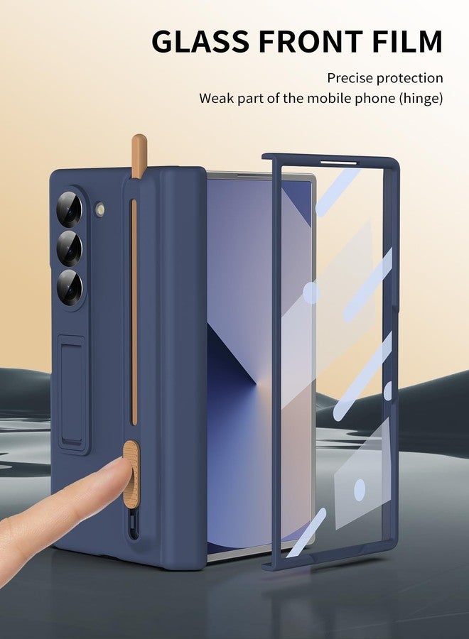 NINKI for Samsung Galaxy Z Fold 6 Case with S Pen Holder and Stylus,Invisible Kickstand Screen Protector Hinge Hard Drop-Proof Stand Phone Cover for Samsung Z fold 6 Case with S Pen Slot - Royal Blue - Image 4