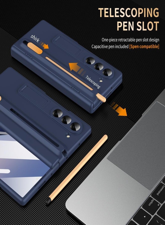 NINKI for Samsung Galaxy Z Fold 6 Case with S Pen Holder and Stylus,Invisible Kickstand Screen Protector Hinge Hard Drop-Proof Stand Phone Cover for Samsung Z fold 6 Case with S Pen Slot - Royal Blue - Image 2