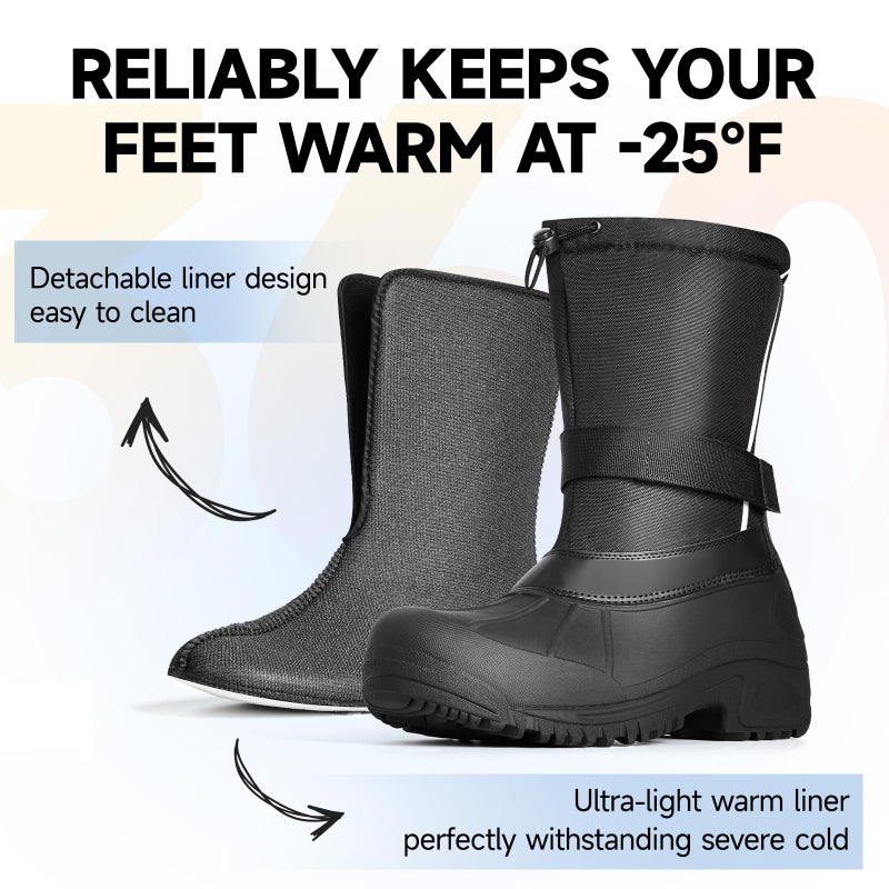Furuian Insulated Snow Boots for Men Waterproof Winter Boots for Men Outdoor Non Slip Hiking Snow Duck Boot Mens Winter Duck Boot with an Insulated Inner Liner - Image 4