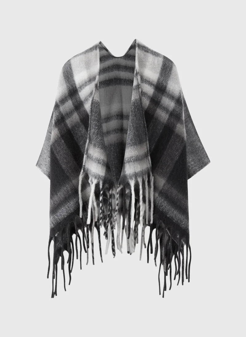 Matalan Black Check Brushed Shawl