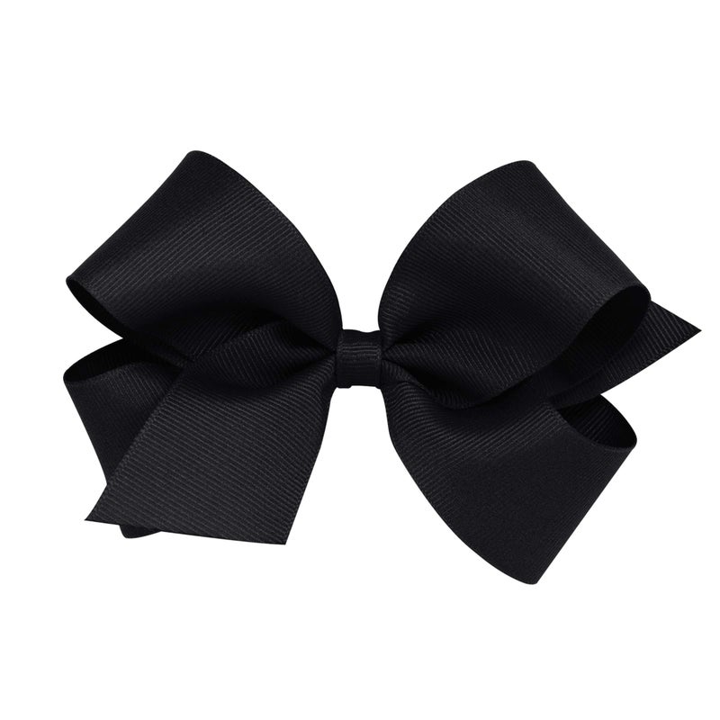 Wee Ones Girls' Plain Wrap Classic Grosgrain Hair Bows on a WeeStay No-Slip Hair Clip, Handmade, Medium, Black - Image 1