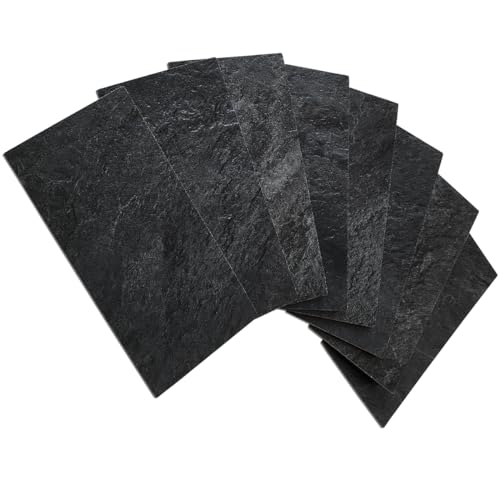 AULIGET 100 Piece Black Slate Peel and Stick Backsplash Wall Tiles, 3" x 6" PVC Faux Stone Stick on Tiles for Backsplash Kitchen, Bathroom, Laundry Room, Camper, Fireplace - Image 1