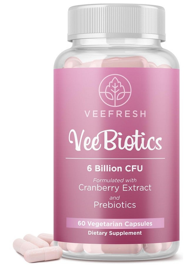 VeeFresh VeeBiotics Cranberry Probiotics for Women - 60 Capsules Women's Probiotics with Prebiotics & Cranberry Extract for pH Balance & Odor Control, Promotes Healthy Vaginal Flora & Overall Wellness - Image 1
