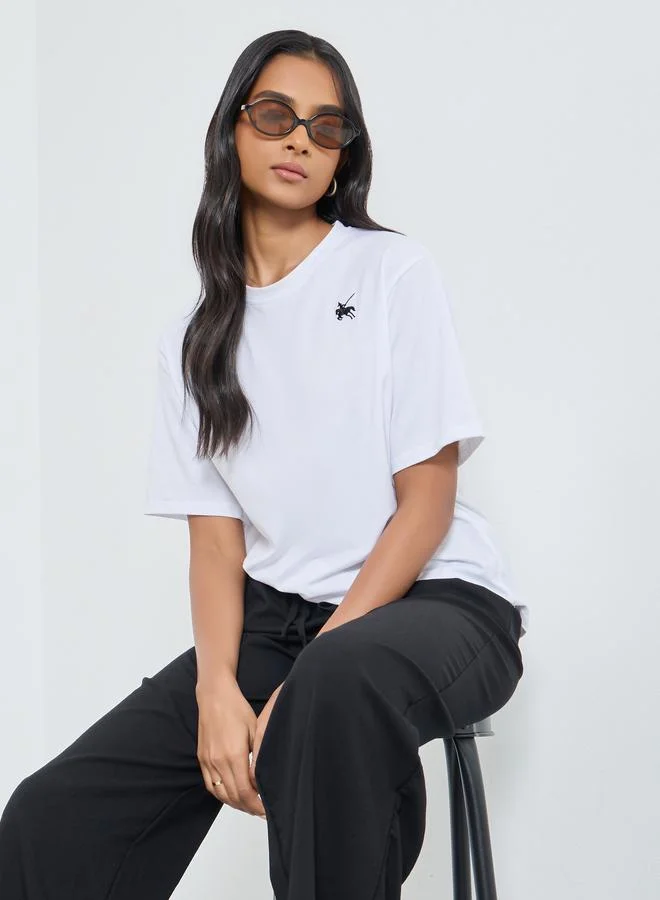 Take Two Take Two Women White Embroidered Cotton T-Shirt