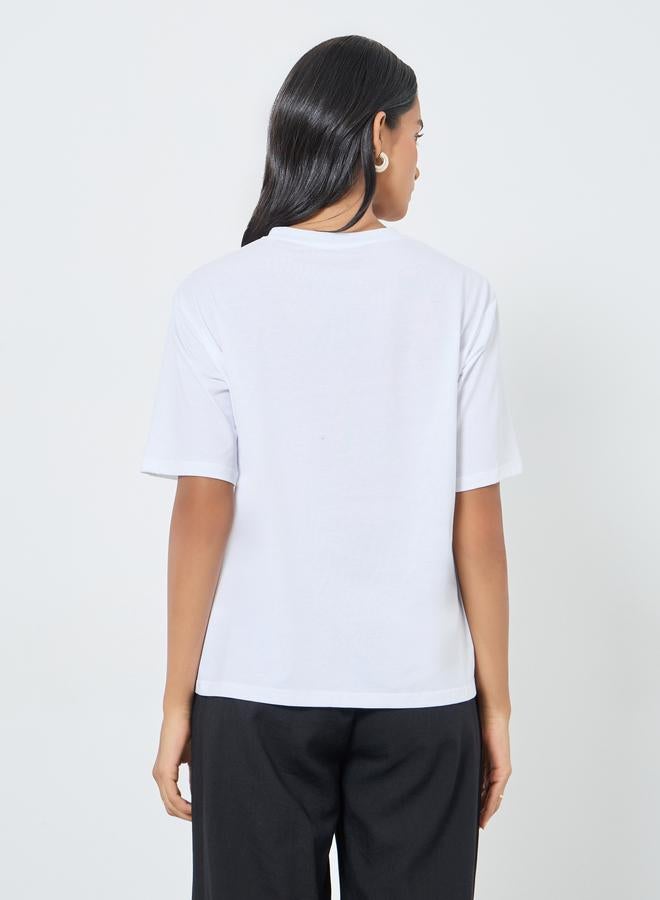 تايك تو تيشيرت قطني بتفاصيل مُطرزة - Image 5