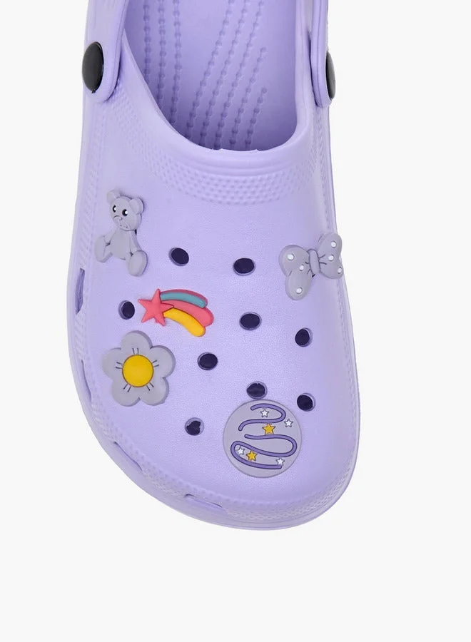 Aqua Applique Detail Clogs with Backstrap