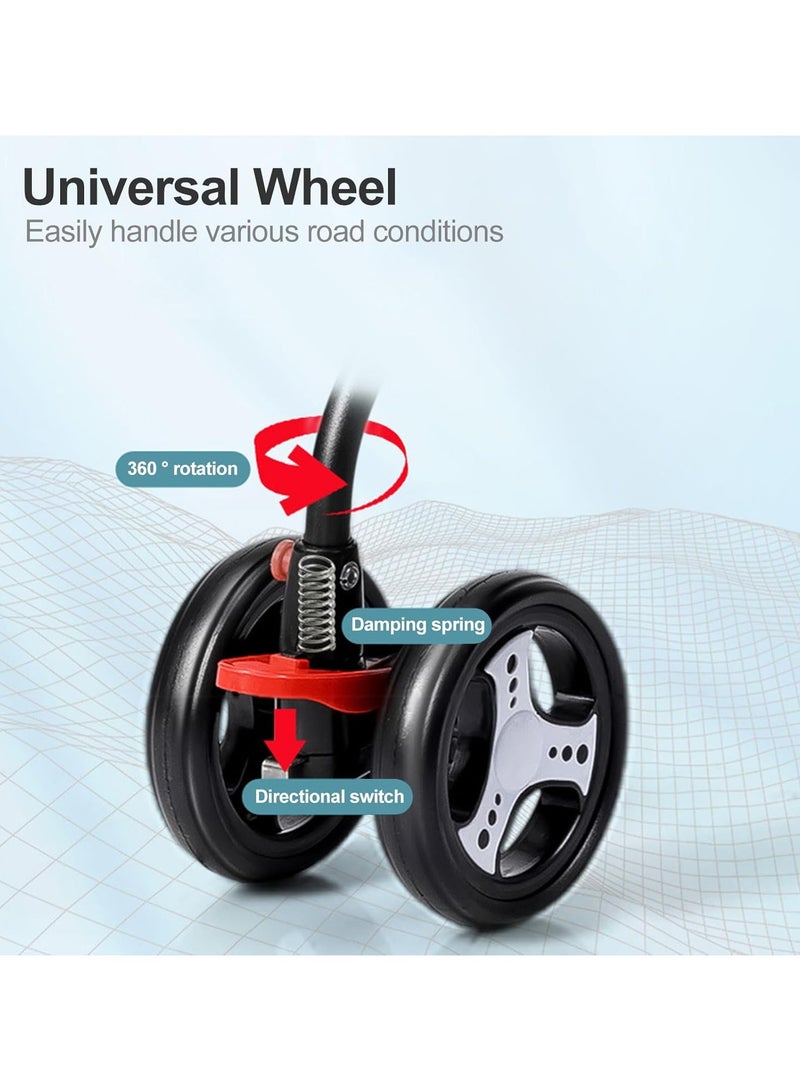 VUCATIN عربة أطفال خفيفة الوزن وقابلة للطي، وسلة تخزين كبيرة، وعجلات مقاومة للصدمات وقابلة للقفل - Image 2