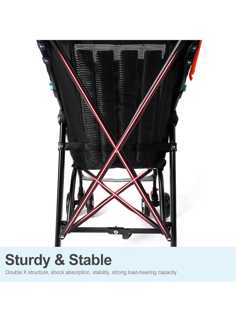 VUCATIN عربة أطفال خفيفة الوزن وقابلة للطي، وسلة تخزين كبيرة، وعجلات مقاومة للصدمات وقابلة للقفل - Image 3