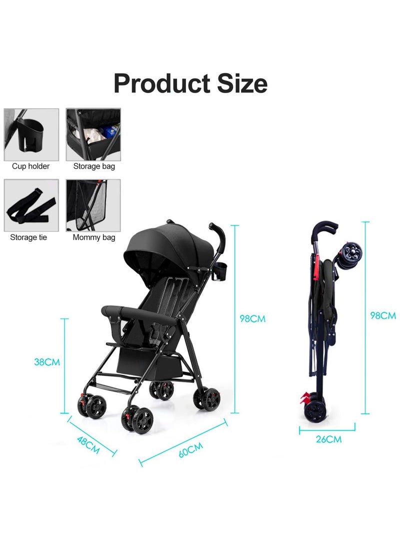 VUCATIN عربة أطفال خفيفة الوزن وقابلة للطي، وسلة تخزين كبيرة، وعجلات مقاومة للصدمات وقابلة للقفل - Image 4