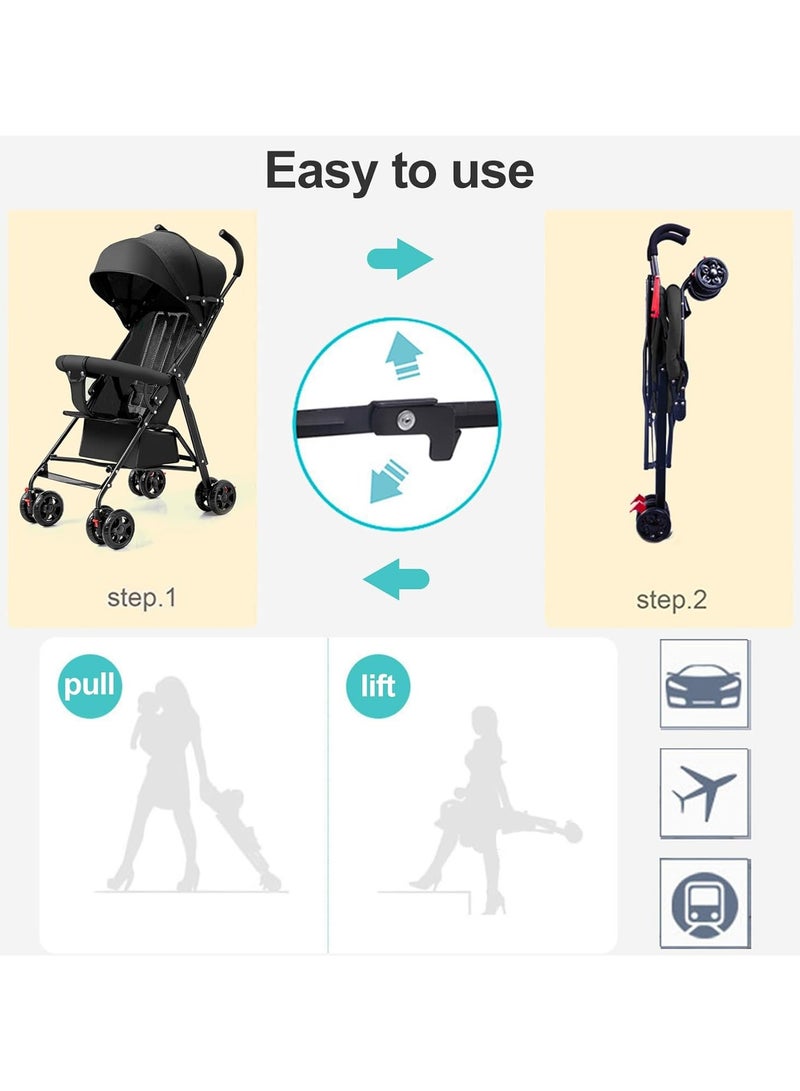 VUCATIN عربة أطفال خفيفة الوزن وقابلة للطي، وسلة تخزين كبيرة، وعجلات مقاومة للصدمات وقابلة للقفل - Image 5